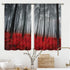 Cinbloo Red Black Forest Kitchen Curtains Rod Pocket 27.5W x 39L Inch Burgundy Tree Kitchen Decor Mystic Nature Foggy Fall Scene Gothic Woodland Floral Leaves Short Design Small Window Drapes 2 Panel