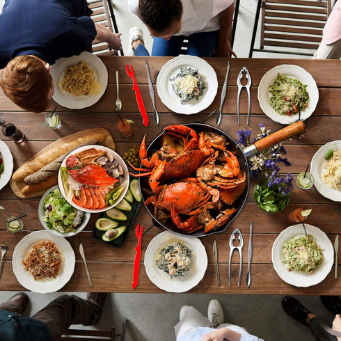 18 Pcs Seafood Tools Set including 8 Forks 4 Lobster Crackers Nut Cracker and 4 Lobster Crab Mallets 2 Seafood Scissors