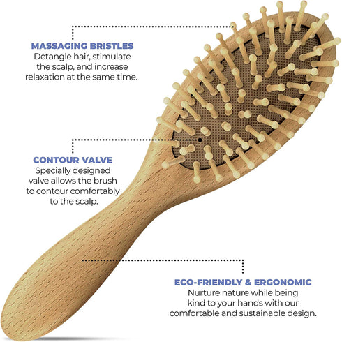 OCCObaby 3-Piece Wooden Baby Hair Brush and Comb Set for Newborns and Toddlers | Natural Soft Goat Bristles for Cradle Cap | Wood Bristles Baby Brush for Massage | Perfect for Baby Registry