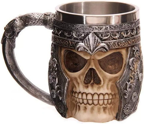 eoocvt Stainless Steel Skull Mug 3D Design Creepy Skull Coffee Mug Skeleton Tankard Cup