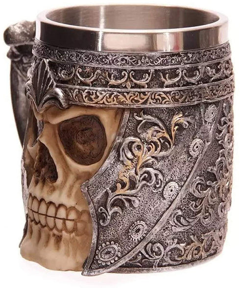 eoocvt Stainless Steel Skull Mug 3D Design Creepy Skull Coffee Mug Skeleton Tankard Cup