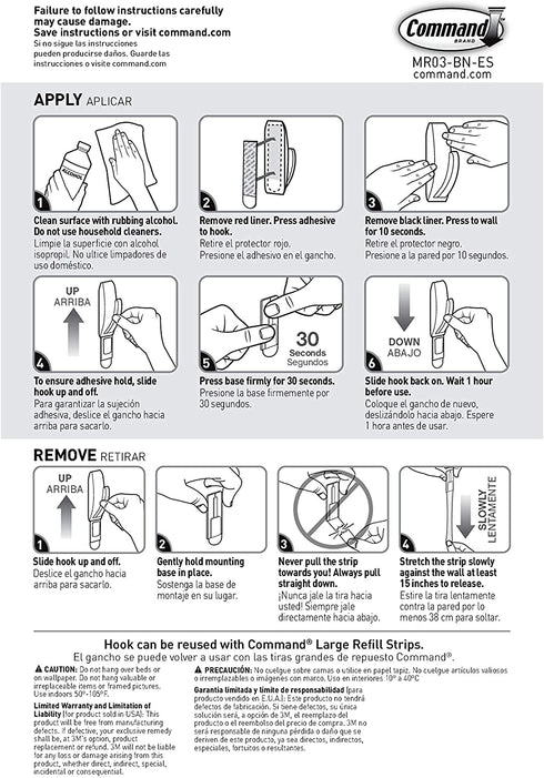 Command Large Modern Reflections Metal Hook, Oil Rubbed Bronze, 1-Hook, 2-Strips, Decorate Damage-Free