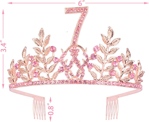 7th Birthday Gifts for Girls,7th Birthday Tiara and Sash,7 Fabulous Sash and Crystal Tiara,7th Birthday Decorations for Girls,7th Birthday Party Supplies,Happy 7th Birthday,7th Birthday Crown
