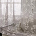 FMFUNCTEX Sheer Curtains for Living-Room 84" Long White Floral Blossom Print on Flax Linen Blend Window Curtain Panels 50" w x 2 Pack Rod Pocket