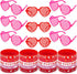 40 Pcs Valentines Day Party Favors 20 Pcs Valentines Heart Shutter Glasses 20 Pcs Valentines Silicone Wristband Rubber Bracelets for Valentine's Day Party Supplies Birthday Party Costume Accessory