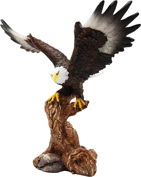 Ebros 7" Tall Bald Eagle Descending On Tree Branch Decorative Figurine As Patriotic Home And Office Decor Perching Eagles Wings Of Glory American Emblem Freedom Statues And Figurines