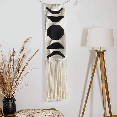 Macrame Wall Hanging Moon Phase Bohemain Home Wall Décor, 10" W x31.5 L