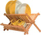 Collapsible Dish Drying Rack - Bamboo 2-Tier Dish Drainer Kitchen Plate Rack for Kitchen Countertop - Foldable & Compact for Space-Saving Storage