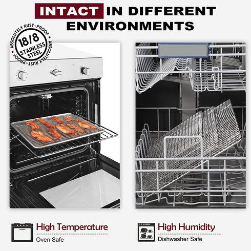 18/8 Stainless Steel, Cooling Rack for Baking with Lifting Handle, 8.5€?x 12€? Baking Rack, Oven and Dishwasher Safe, Wire Rack for Cooking, Roasting, Grilling, Fits Quarter Sheet Pan