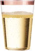 100 Rose Gold Plastic Cups 14 Oz Clear Plastic Cups Tumblers Rose Gold Rimmed Cups Fancy Disposable Wedding Cups Elegant Party Cups with Rose Gold Rim