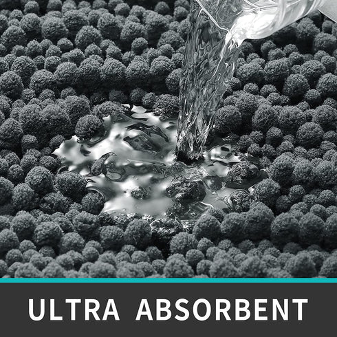 DEXI Bath Mat Bathroom Rug Non Slip Absorbent and Soft Floor Mats Washable Chenille for Bathtub Toilet Shower Room Entryway,16"x24"Dark Gray