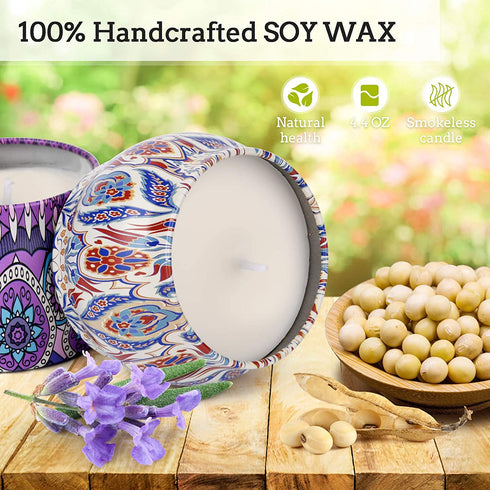 Scented Candles Gift Set 4 Pack Scented Candles 4.4 OZ Aromatherapy Candle Gifts fo Mom 100% Natural Soy Wax Portable Candles Gifts for Women for Mother's Day Gifts