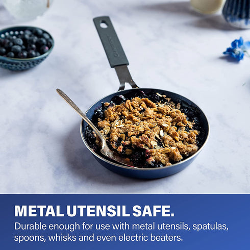Granitestone Blue Mini Nonstick Egg & Omelet Pan 5.5 Single Serve Frying Pan / Skillet, Diamond Infused, Multipurpose Pan Designed for Eggs, Omelets, Pancakes, Rubber Handle, Dishwasher Safe