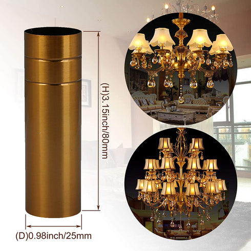 BQLZR 8cm Height 2.5cm Dia Bronze Double Line Chandelier Candle Light Cover Sleeves Socket Household Pack of 6