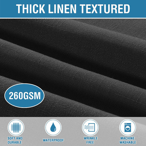 H.VERSAILTEX Linen Textured Table Cloths Round 60 Inch Premium Solid Tablecloth Spill-Proof Waterproof Table Cover for Dining Buffet Feature Extra Soft and Thick Fabric Wrinkle Free, Black