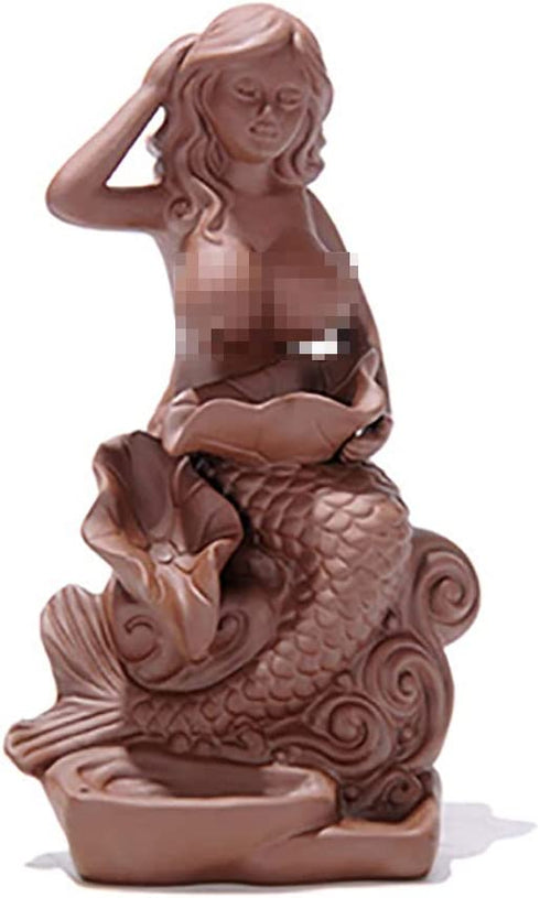 Sunmir Home Decor Ceramic Mermaid backflow Incense Burner Incense Stick Holder Free backflow Incense Cone Sample