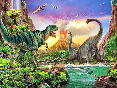 Diamond Painting Kits Dinosaur, VAIIEYO Diamond Art Animal, Paint by Numbers Dragon Full Drill Round Rhinestone Craft Canvas for Home Wall Decor 12x16 inch