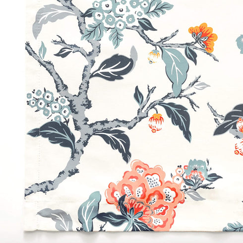 DriftAway Ada Botanical Print Lined Flower Leaf Thermal Insulated Window Valance Rod Pocket 52 Inch by 14 Inch Plus 1.75 Inch Header Ivory Orange Teal 1 Pack