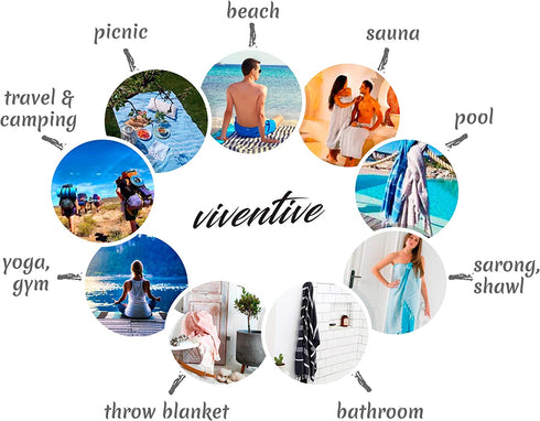 Turkish Beach Towel 37 x 70 Inches - 100% Cotton - Soft, and Quick-Dry - Oversized Turkish Towel for Beach, Bathroom, Travel, Gym, Aqua Turquoise