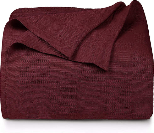 Utopia Bedding Cotton Twin Blanket Burgundy - 72 x 90 Blanket for Bed - 350 GSM Soft Breathable Blanket