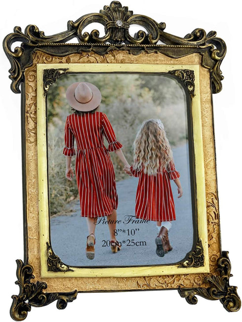 Pemtow 8x10 Vintage Picture Frame with Glass Front, Antique Photo Frame 8 by 10 for Tabletop Display