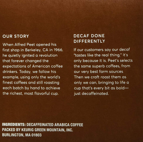 Peet's Coffee Decaf House Blend K Cup Coffee Pods for Keurig Brewers, Dark Roast, 10 Pods, 4.3 Ounce