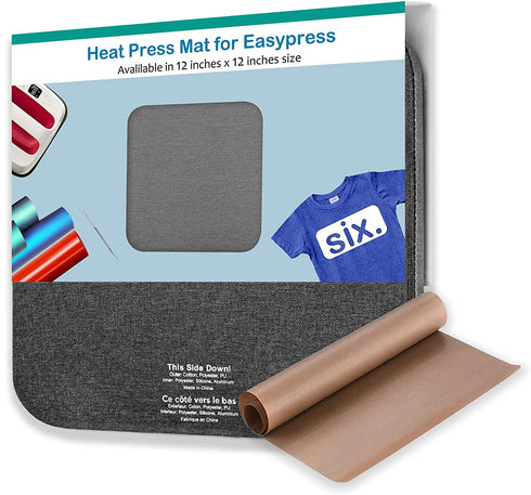 Heat Press Mat with Teflon Sheet for Cricut Easypress- 12x12inch, Heat Transfer Insulation Craft Pad for 2/EasyPress,Vinyl HTV Ironing mats