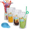120 Pcs Zipper Plastic Pouches Drink Bags, Heavy Duty Hand-Held Translucent Frosted Reclosable Stand-up Bag 2.4" Bottom Gusset with 120 pcs Straws & Funnel Included