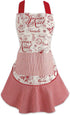 DII Kitchen Ruffled Holiday Apron, One Size, Joyeux Noel