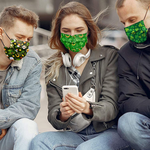 50 Pcs Happy Holidays Disposable Masks for Adults 3-Ply Nonwoven Breathable & Comfortable Gifts for Men Women