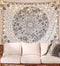 Neasow Bohemian Tapestry Wall Hanging, Beige White Floral Tapestry with Dotted Daisy Medallion Print Bedroom Boho Hippie Home Decor, 60×60 inches