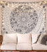 Neasow Bohemian Tapestry Wall Hanging, Beige White Floral Tapestry with Dotted Daisy Medallion Print Bedroom Boho Hippie Home Decor, 60×60 inches