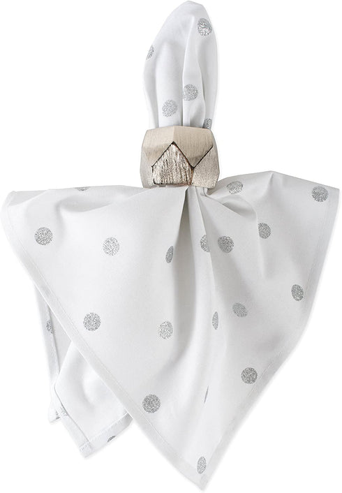 DII Polka Dot Kitchen Collection, Napkins, 18x18, White/Metallic Silver, 4 Piece