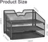 Meshist Wire Mesh Desk Organizer, Collapsible Desktop File Organizer with 3 Horizontal Paper Letter Trays and a Vertical Compartment, Black