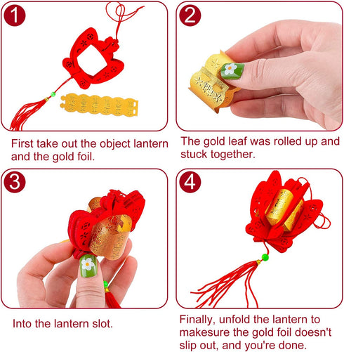Whaline 36 Pieces Chinese New Year Decorations Chinese Knot Pendant Red Hanging Ornaments,Lucky Fu Pendants for New Year Home Office Car Trees Spring Festival New Year Decorations (6 Designs)