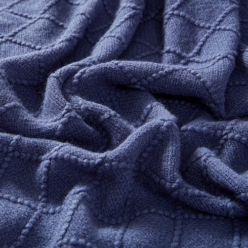 Inhand Knitted Throw Blankets for Couch and Bed, Soft Cozy Knit Blanket with Tassel, Navy Blue Lightweight Decorative Blankets and Throws, Farmhouse Warm Woven Blanket for Men and Women, 50"x60"