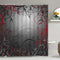 Floral Swirl Floral Shower Curtain with 12 Hooks, Flower Leaf Branches Interwoven Shower Curtain for Bathroom, Red and Grey Black Shower Curtain