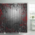 Floral Swirl Floral Shower Curtain with 12 Hooks, Flower Leaf Branches Interwoven Shower Curtain for Bathroom, Red and Grey Black Shower Curtain