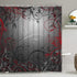 Floral Swirl Floral Shower Curtain with 12 Hooks, Flower Leaf Branches Interwoven Shower Curtain for Bathroom, Red and Grey Black Shower Curtain