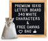 10 x 10 Premium Solid Oak Framed Changeable Letter Board, with Free Canvas Bag, 340 Characters (340 White)