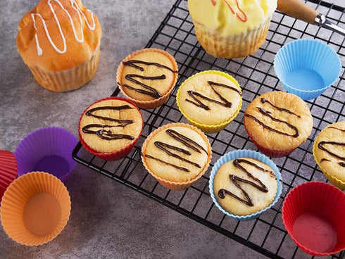 20 Pcs Silicone Baking Cups Reusable Cupcake Liner, Food Grade Safe BPA Free Non Stick Muffin Liners For Baking Cupcake Mold, 4 Shape Multicolor