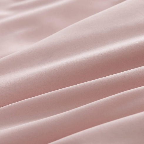 Mohap Duvet Cover Queen Pink 3 Pieces Set Solid Color Soft Double Brushed Microfiber Comforter Cover with Zipper Clousre