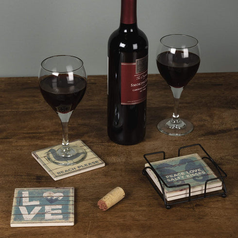 Primitives By Kathy Absorbent Stone Coaster Set, At the Beach