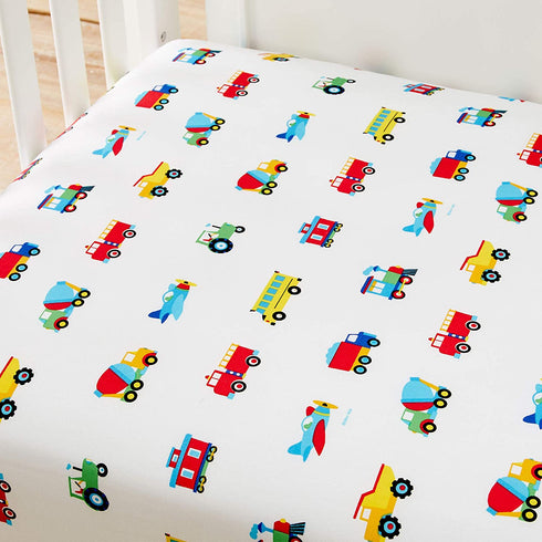Wildkin Kids 100% Cotton Fitted Crib Sheet for Boys and Girls, Crib Sheets Measures 52 x 28 x 8 Inches, Kids Crib Sheets with Super Soft and Breathable Material, BPA-Free (Trains, Planes, and Trucks)
