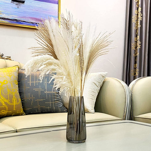 Glass Clear Vases for Flower, 8.7 Inch Ins Modern Handmade Grey Vase for Centerpieces Living Room Office Wedding Decor,Ideal Gifts for Friends,Lover€¦