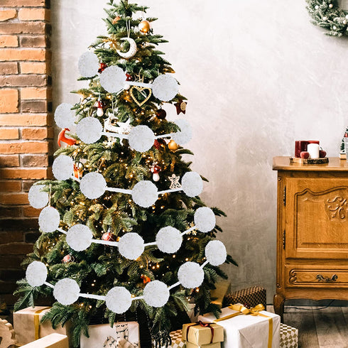 Dxhycc 76 Inch Yarn Pom Pom Garland 10 Balls 3.15inch Christmas Hanging Pom Garland Pom Pom Ball Garland Christmas Hanging Banner for Christmas Tree Wall Festivals Wedding Home Decoration, White