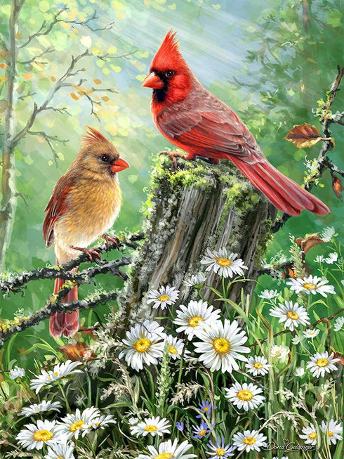 5D Full Drill Cardinals Birds Diamond Painting Kit,UNIME DIY Diamond Rhinestone Painting Kits for Adults and Children Birds and Flowers Diamond Arts Craft, 12 x 16 inch (Cardinals Diamond Painting)