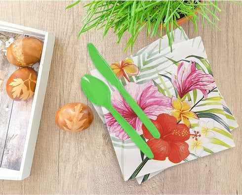 Hawaiian Luau Dinnerware Set, Tropical Party Supplies (Serves 24, 144 Pieces)