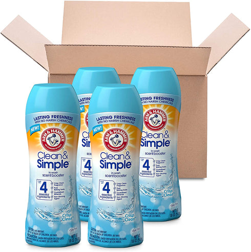 Arm & Hammer Clean & Simple In-wash Scent Booster - Crisp Clean, 18oz (Pack of 4)