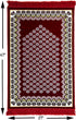 Modefa Prayer Rug Free Prayer Cap & Beads - Thin Velvet Namaz Sajadah Janamaz Floral Daisy Arch (Red)